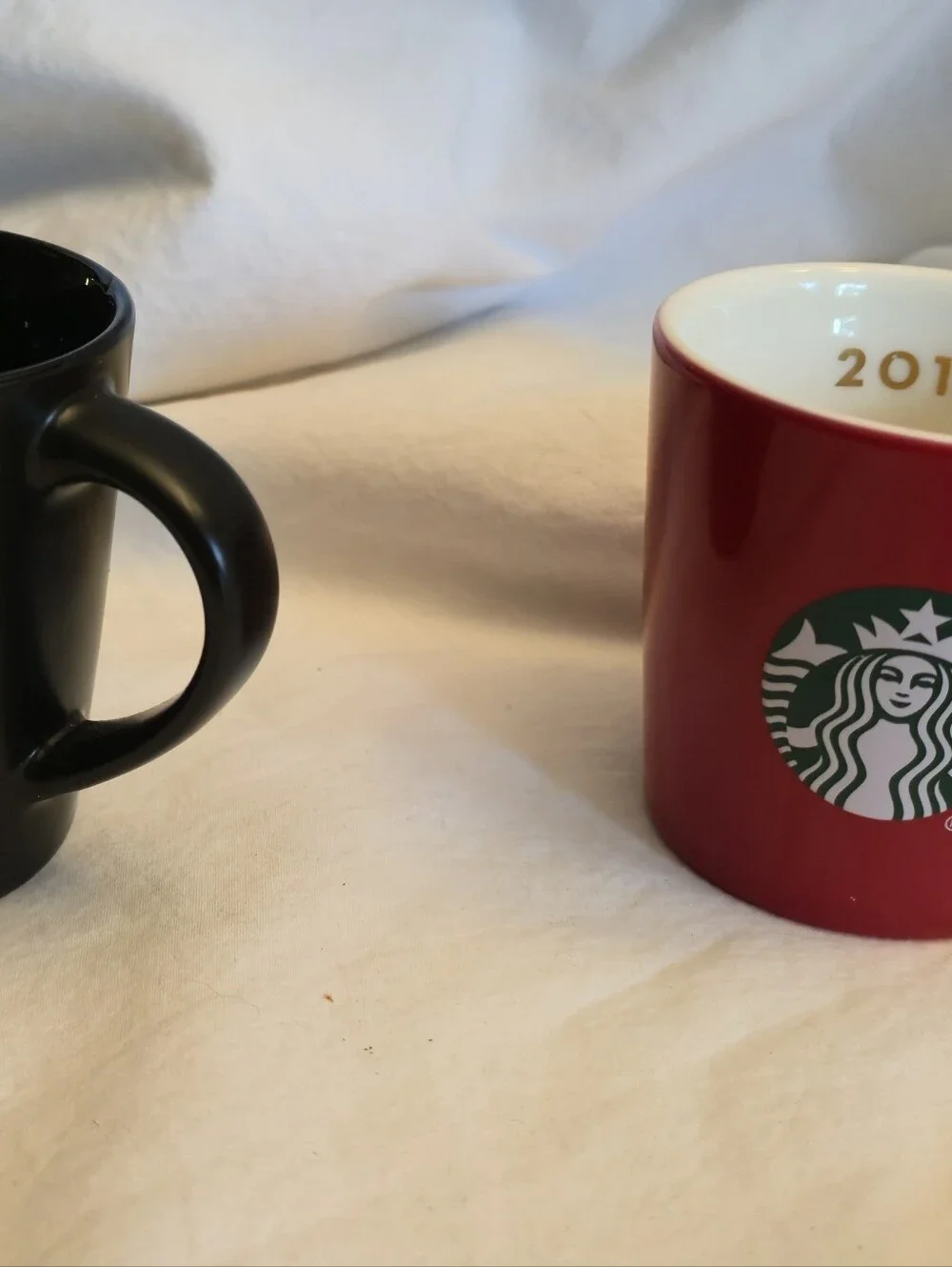 Starbucks 2015 Demitasse Espresso Cup Mug Demi 3 oz. Red and Black/lot of 2 mugs